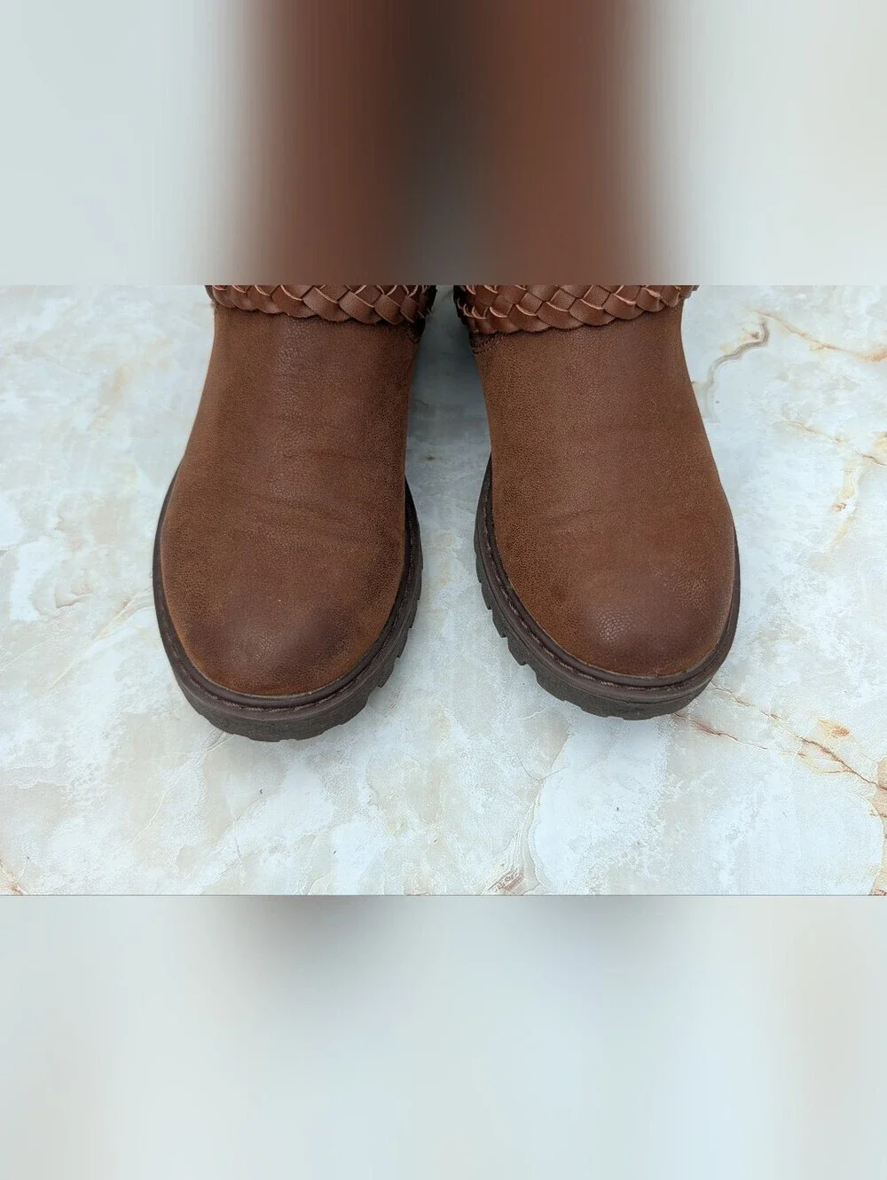 Blowfish Brown  Shearling-Lined Mid-Calf Zip Up Boots Sz 7.5